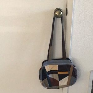 Genuine leather patch work purse